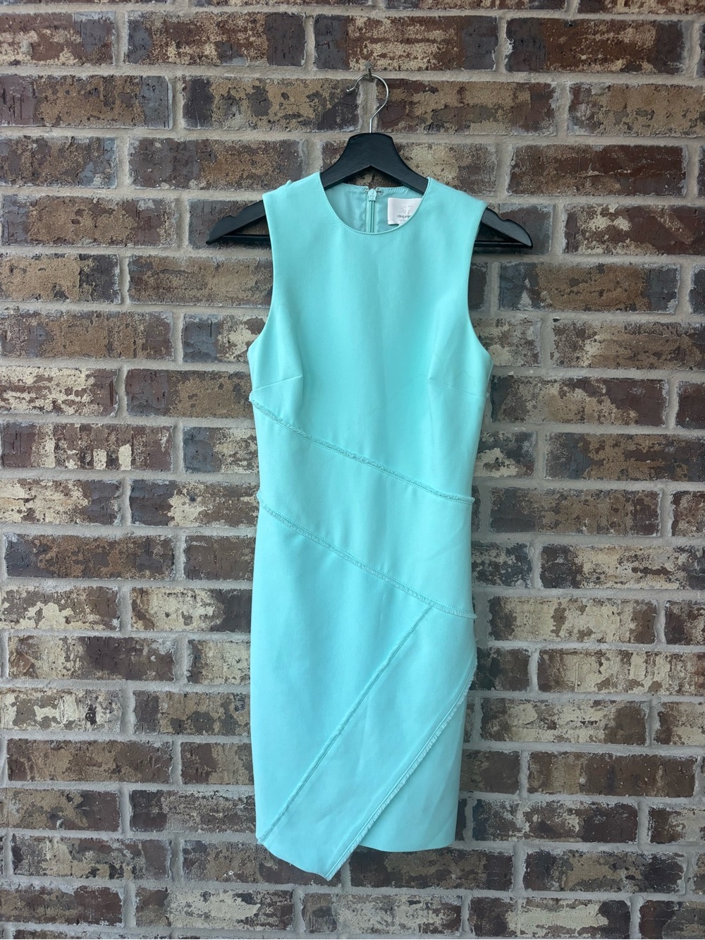 Cinq à Sept Aqua Turquoise Sleeveless Asymmetrical Seam Sheath Dress Size 2